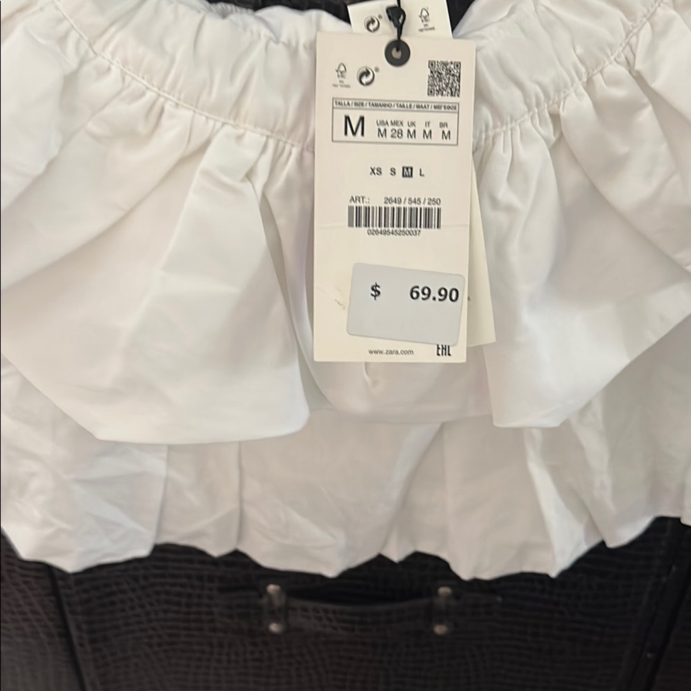 Zara Crisp White Ruffle Blouse